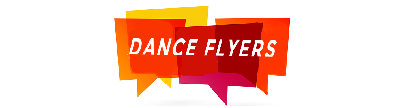 Image that says Dance Flyers in a colorful way using reds, orange and yellows